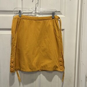 Anthro Tulle Womens Yellow Textured Cotton Mini Skirt Pockets Small Festival
